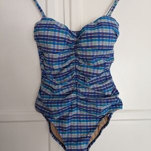 JCrew Convertible One-Piece Swimsuit Italian Puckered Plaid